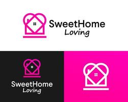 a logo for sweet home living is shown with a pink heart on the bottom vector