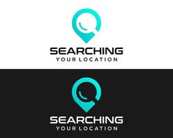 Transportation technology company logo design about magnifying glass and location, gps, tracking. vector