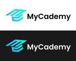 MC letters monogram academic hat university education logo design. vector