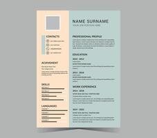 CV template or modern resume and design. vector