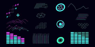 Tech template in cyberpunk style geometric shape. vector