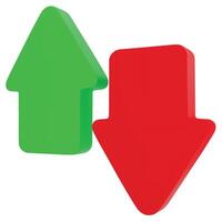 Investment index red down and green growth 3d isolated vector