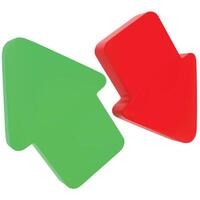 Investment index red down and green growth 3d isolated vector