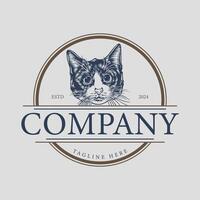 vintage cat logo inspiration, pets logo vector