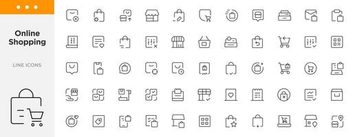 Shopping icons set. E-commerce icon collection. Online shopping thin line icons. Shop icons vector