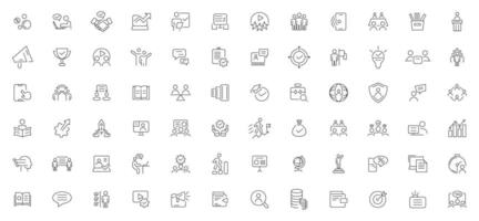 Business training and workshop icon collection. Training, coaching, mentoring, education, meeting, conference, teamwork, problem solving icon set. Business Workshop line icons set. vector