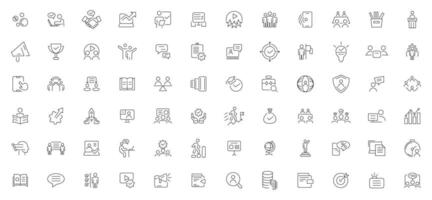 Business training and workshop icon collection. Training, coaching, mentoring, education, meeting, conference, teamwork, problem solving icon set. Business Workshop line icons set. vector