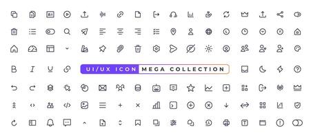 mega conjunto de ui ux iconos, usuario interfaz icono conjunto recopilación. vector