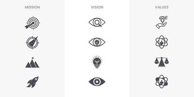 Mission vision values infographic banner template company goal infographic design with flat icon vector