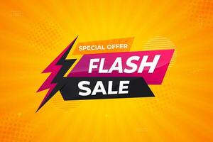 Flash sale offer banner promotion template with 3d text effect offer banner vector