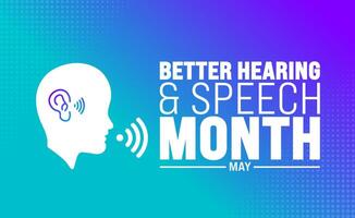 May is Better Hearing and Speech Month background template. Holiday concept. use to background, banner, placard, card, and poster design template with text inscription and standard color. vector