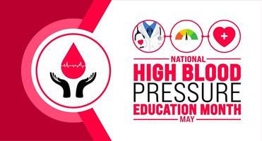 May is National High Blood Pressure Education Month background template. Holiday concept. use to background, banner, placard, card, and poster design template with text inscription and standard color. vector