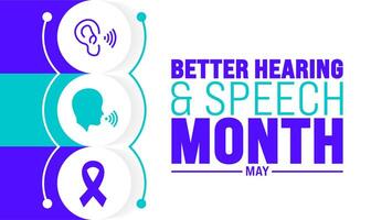 May is Better Hearing and Speech Month background template. Holiday concept. use to background, banner, placard, card, and poster design template with text inscription and standard color. vector