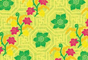 impreso indonesio batik motivos con exclusivo y clásico balinés estilo floral y planta patrones son adecuado para varios propósitos. eps 10 vector