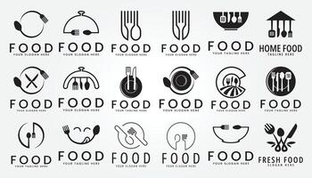 set bundle restaurant food logo illustration design vector