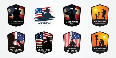 set bundle Happy veterans day design vector