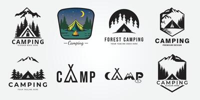 conjunto haz acampar bosque logo icono diseño ilustración vector