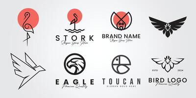 set bundle Modern bird logo design for business company brand vector