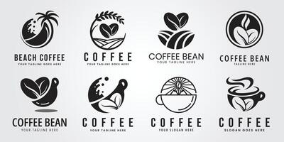 conjunto haz café café logo ilustración diseño modelo vector