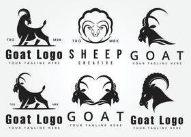 set bundle mountain goat logo illustration design vector