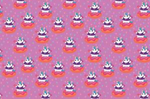 Cute chubby unicorn in the gym doing exercises, with donut illustration pattern vector