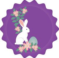 Bunny paper banner for backgrounds, with easter egg bunny and flowers vector