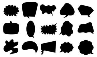 Black silhouette speech bubble illustration. Modern geometric shapes set. vector