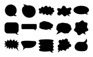 Black silhouette speech bubble illustration. Modern geometric shapes set. vector