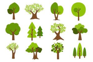 Collection of trees. tree set isolated on white background. illustration. vector