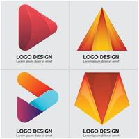 Abstract logos with different colors vector