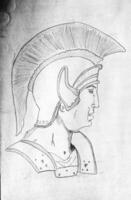 el cabeza de un romano guerrero con casco foto