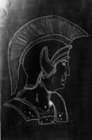 el cabeza de un romano guerrero con casco foto