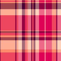 Stripe fabric background, bed check pattern texture. Kingdom textile plaid tartan seamless in red and pink colors. vector
