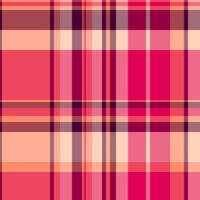 Stripe fabric background, bed check pattern texture. Kingdom textile plaid tartan seamless in red and pink colors. vector