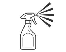 Clean icon of fluid spray in cleaning bottle aerosol. Sign tool for water gas nozzle, disinfection, hygiene spatter. vector