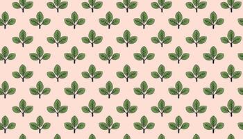Hand drawn floral pattern design. Simple ornament with plant and leaf. vector