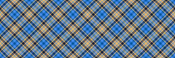 Content background pattern textile, picnic seamless fabric. Installing plaid tartan check texture in amber and blue colors. vector