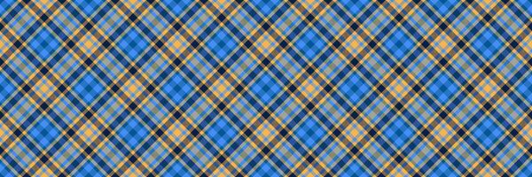 Content background pattern textile, picnic seamless fabric. Installing plaid tartan check texture in amber and blue colors. vector