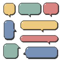 collection set of 3d colorful retro game 8bit pixel speech bubble balloon, flat design illustration vector