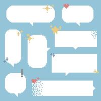 collection set of retro game 8bit pixel speech bubble balloon black and white color, flat design illustration vector