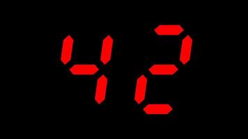 45 seconds countdown timer digital animation from 45 to 0 seconds with red numbers on black background, suitable for concepts of time, technology, urgency, and deadlines video
