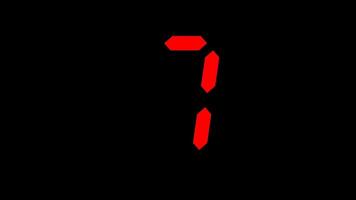 10 seconds countdown timer digital animation from 10 to 0 seconds with red numbers on black background, suitable for concepts of time, technology, urgency, and deadlines video