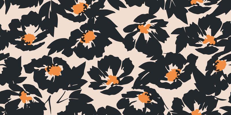 Flower seamless pattern . Organic shapes abstract floral background. Modern print in black and white colors for textile design, fabric, wallpaper, covers, cards, wall art, posters and decoration.