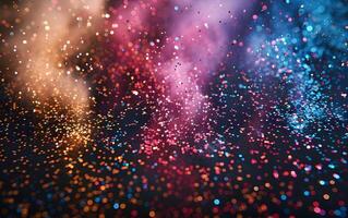 Falling colorful multicolored glitter confetti background photo