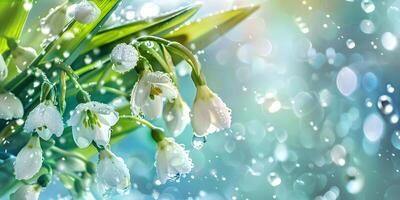 colorful spring background with snowdrops photo