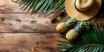 Vacation summer holiday travel tropical ocean sea banner panorama greeting card - straw hat photo