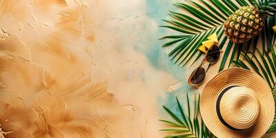 Vacation summer holiday travel tropical ocean sea banner panorama greeting card - straw hat photo