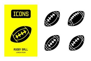 Set of flat icons of rugby ball. design for business and stock. vector