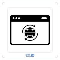 The icon of the internet with a globe on it. Internet connected on a computer screen symbol vector