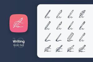 outline writing icon design set vector